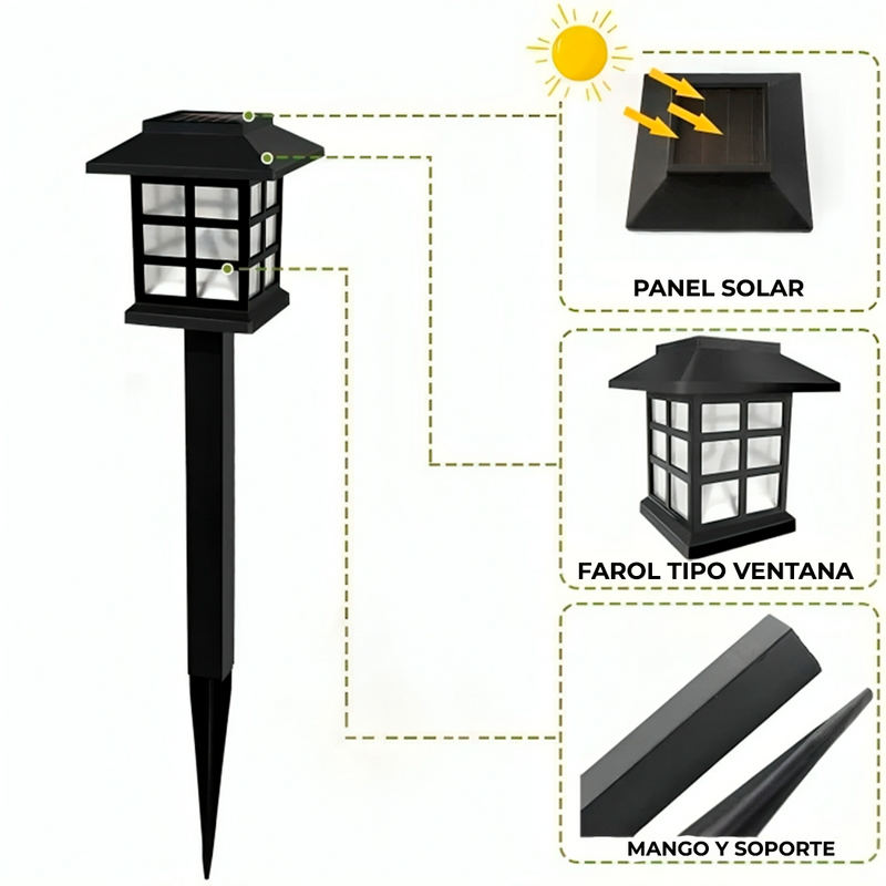 LAMPARAS DE  JARDIN TIPO ESTACA PACK SOLARES