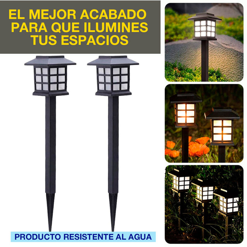 LAMPARAS DE  JARDIN TIPO ESTACA PACK SOLARES