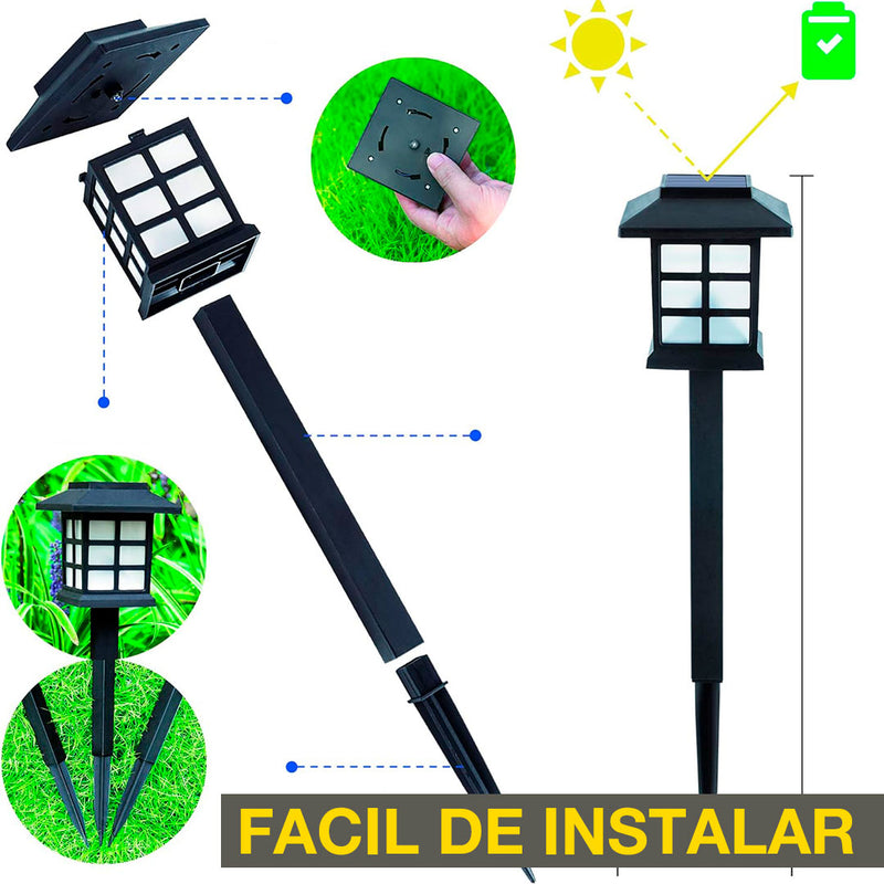 LAMPARAS DE  JARDIN TIPO ESTACA PACK SOLARES