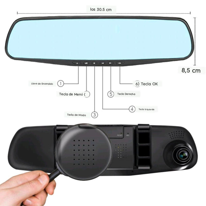 Espejo 3 CAMARAS Retrovisor para AUTO